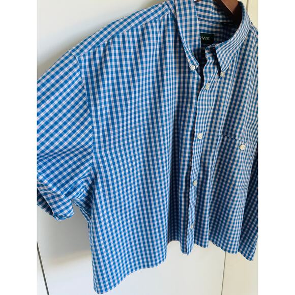 Upcycled Vintage Orvis Button-Up Shirt Cropped Blue Size XL Preppy Reworked - Picture 5 of 7